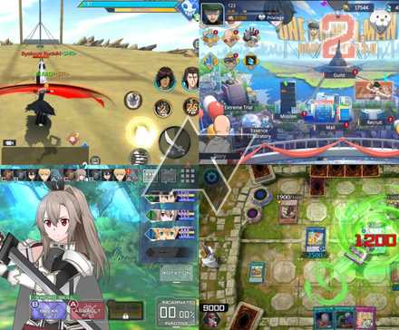 best-anime-games-android-collage-bleach-mobile-3d-one-punch-man-road-to-hero-2-0-sword-art-online-unleash-blading-yugioh-master-duel