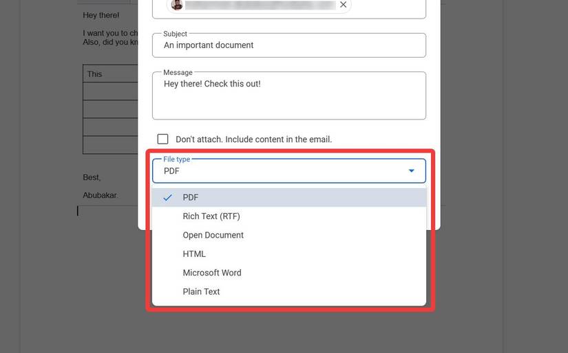 Send Data Format How to send an email from Google Docs