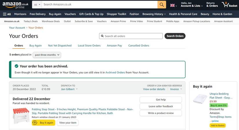 Amazon Store Order How to find your Amazon order history