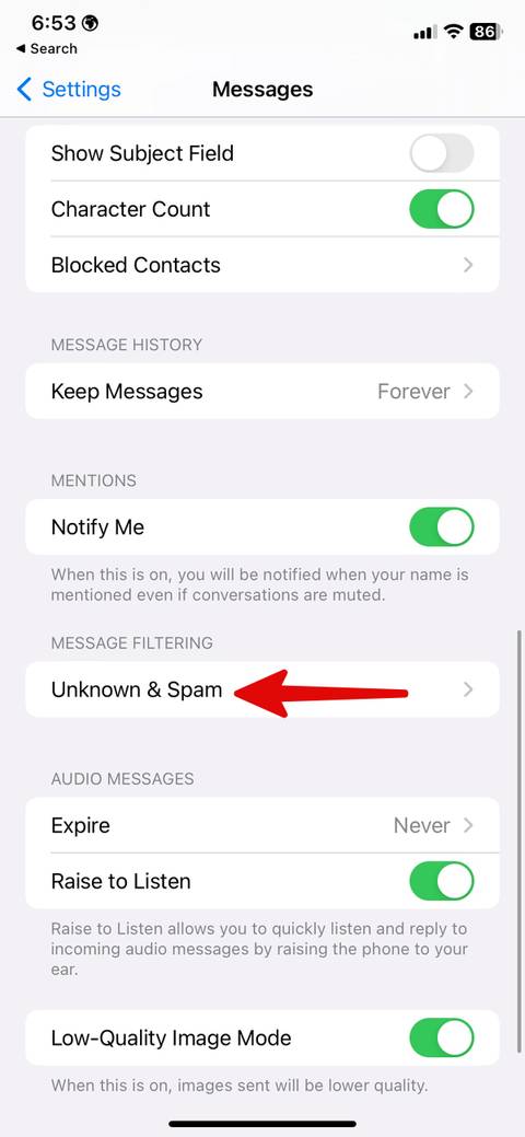 How to quickly block spam texts from email addresses