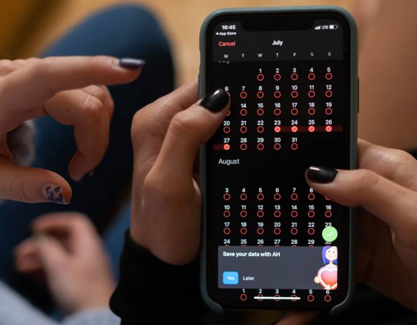 Imagem principal do aplicativo rastreador de período