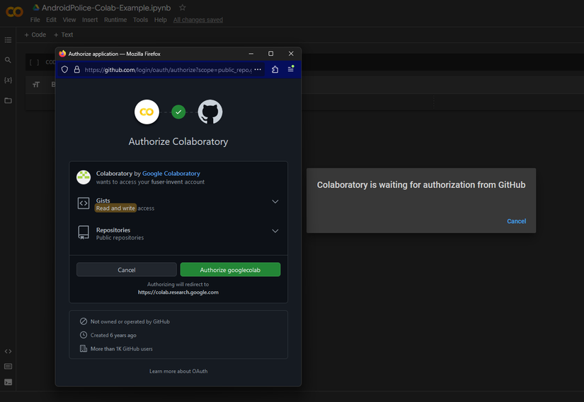 Google Colab: How to save notebooks to Github