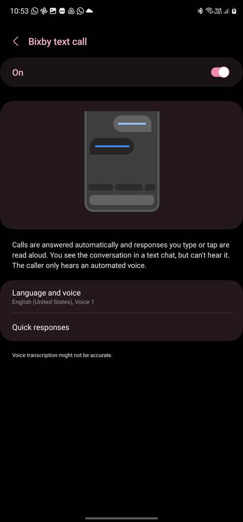 Access Bixby Text call settings in the Samsung phone app