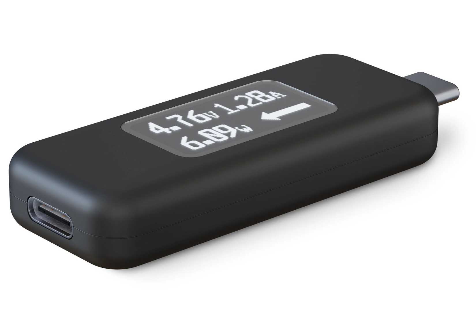 Plugable's USB-C voltage meter showing numbers.