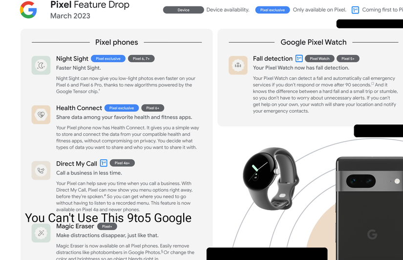 Google’s changelog for the March Pixel Feature Drop has leaked out