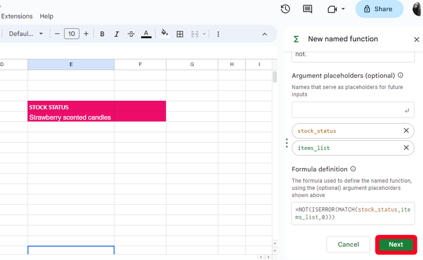 How to create and import named functions in Google Sheets