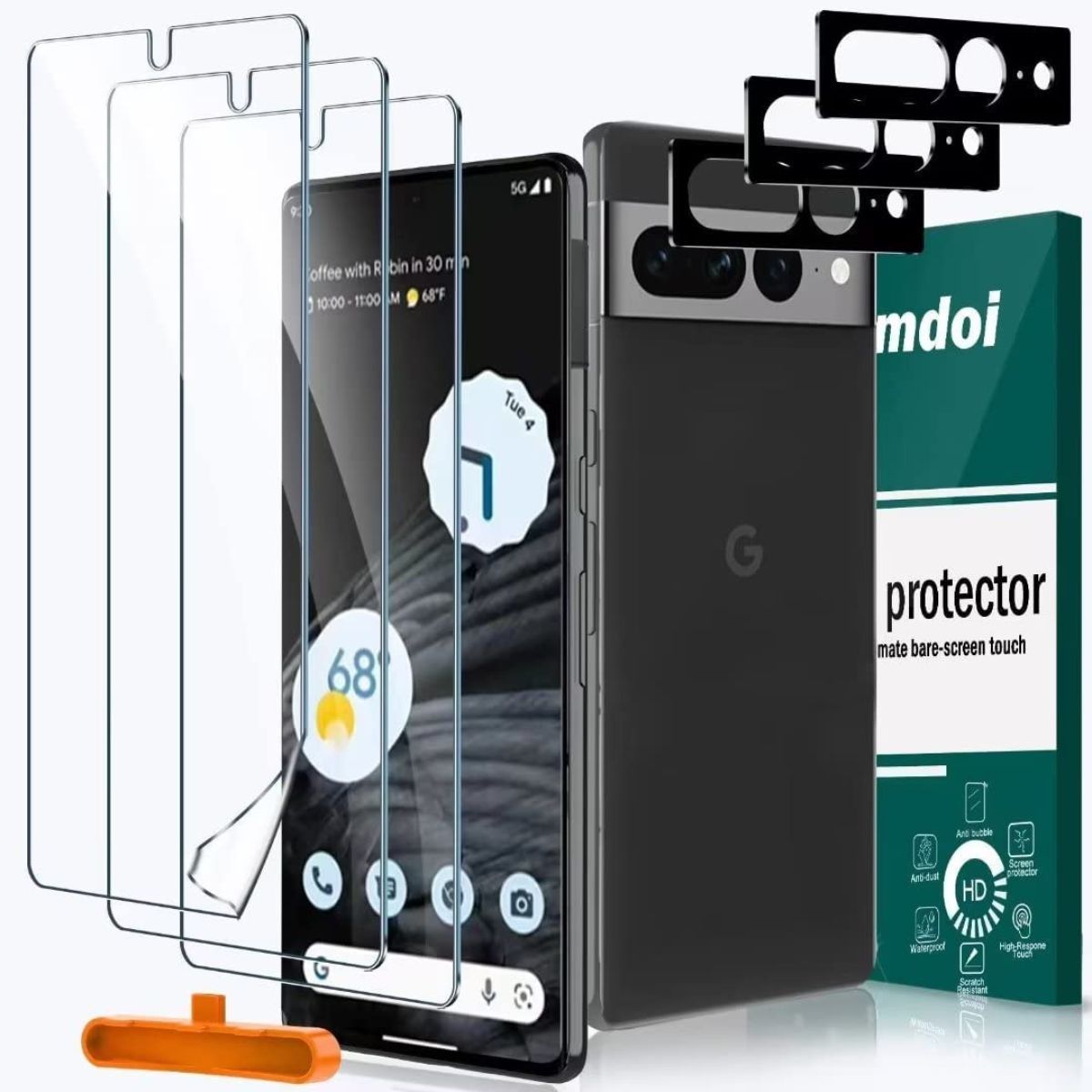 Milomdoi 4 Pack Screen Protector for Google Pixel 8 with 4 Pack Tempered  Glass Camera Lens Protector Phone Case Friendly Ultra Accessories Protector