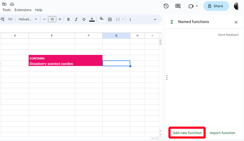 How to create and import named functions in Google Sheets