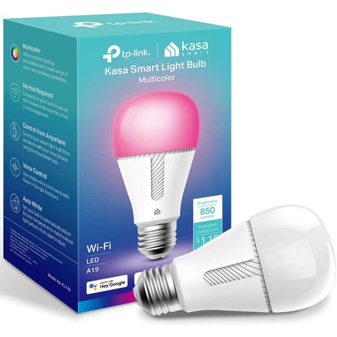 Wyze Bulb Color, 1100 Lumen WiFi RGB and Tunable White A19 Smart Bulb,  Works with Alexa and Google Assistant, Two-Pack