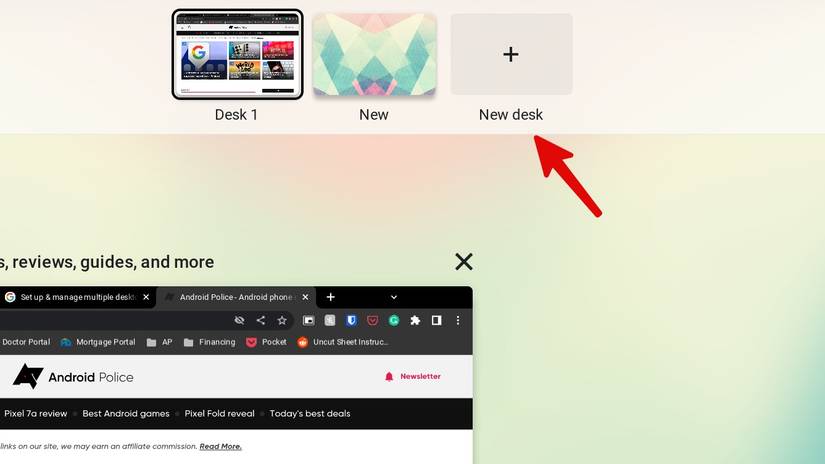 create a new desk on chromeOS