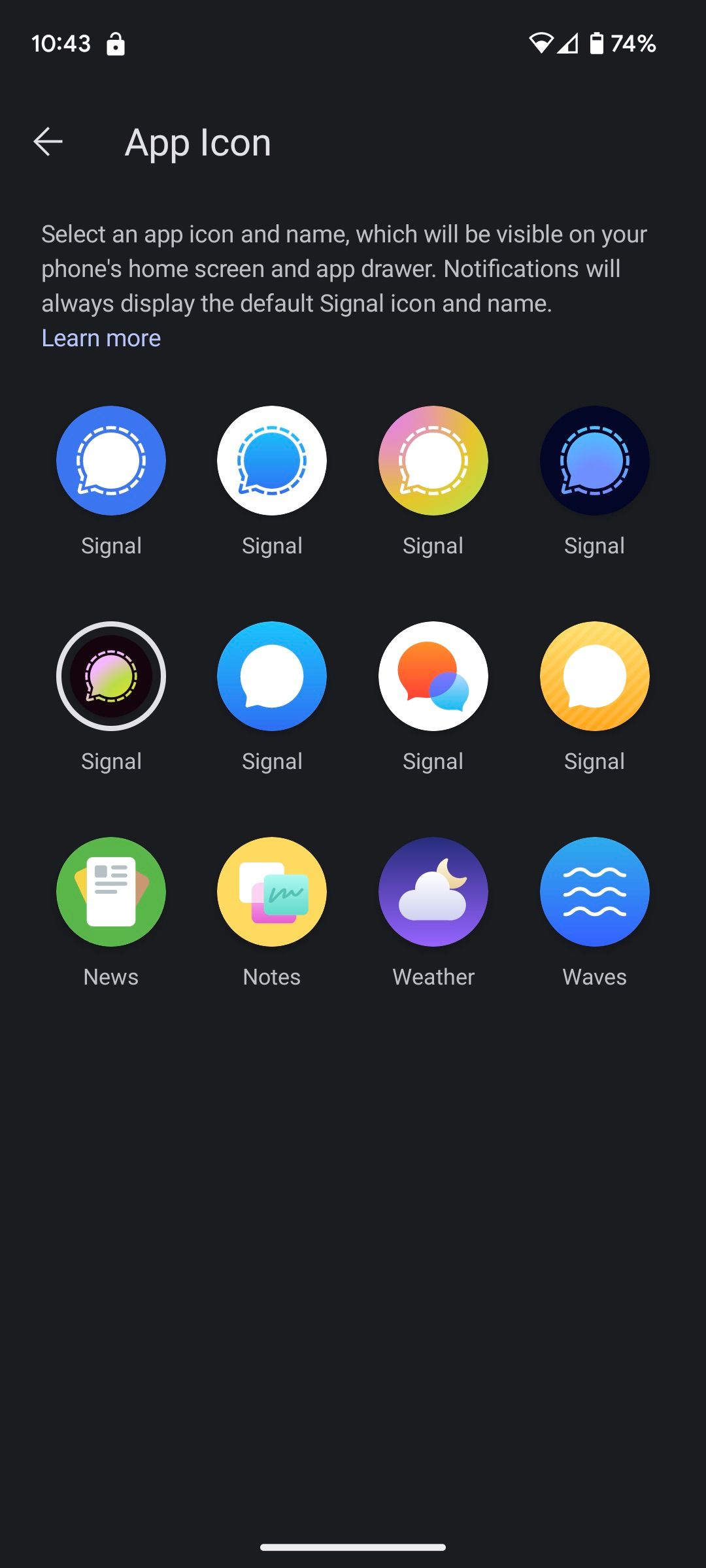 Signal adds an extra layer of camouflage with alternate icons