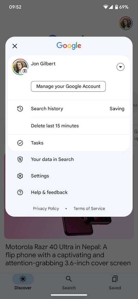 Google: How to delete search history for the last 15 minutes