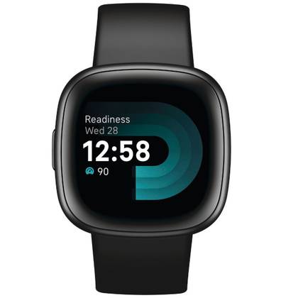 fitbit versa 4 square front view on a white background