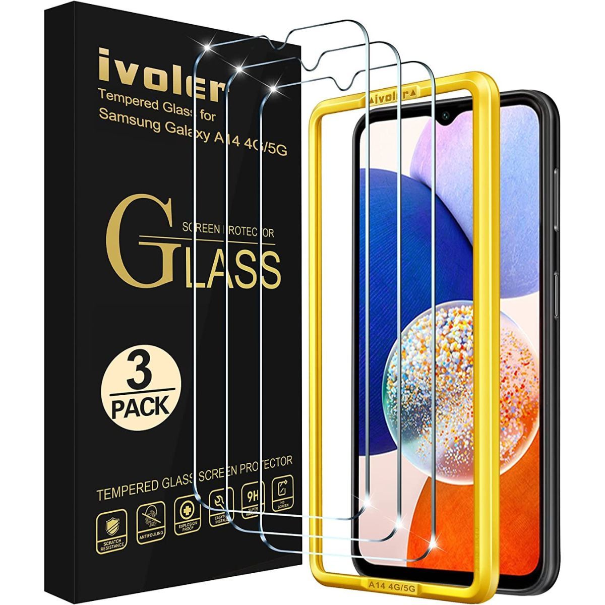 For Samsung Galaxy A14 5G Screen Protector Tempered Glass Ultra Clear  Anti-Glare 9H Hardness Screen Protector Glass Film [Case Friendly] Cover  ,Xpm