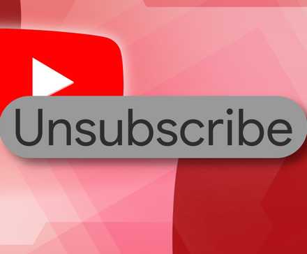 Logotipo do YouTube com botão de cancelamento de inscrição e fundo vermelho abstrato
