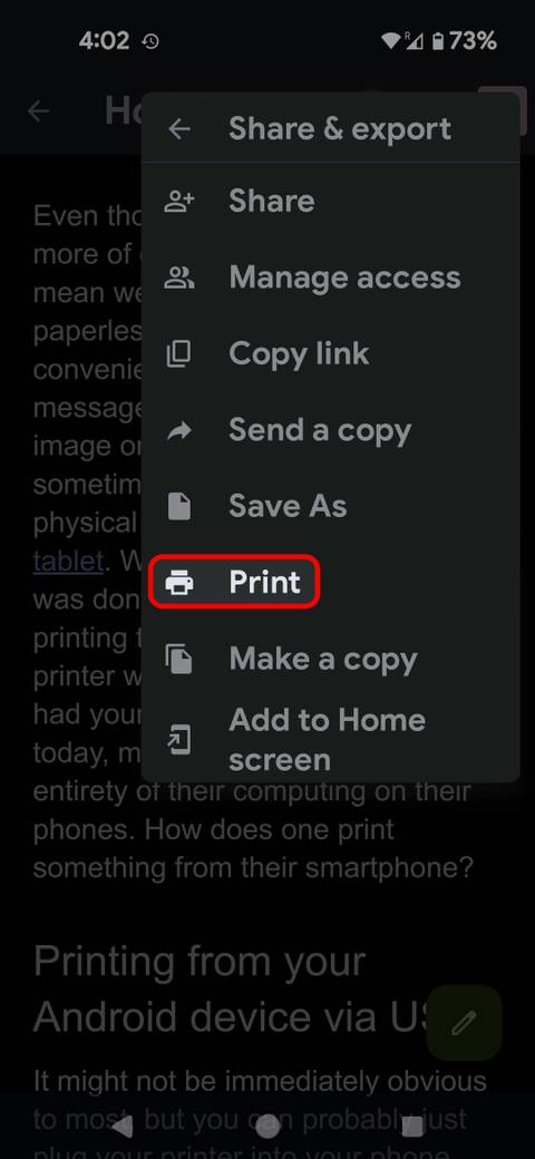 How to print a document from your Android phone or tablet