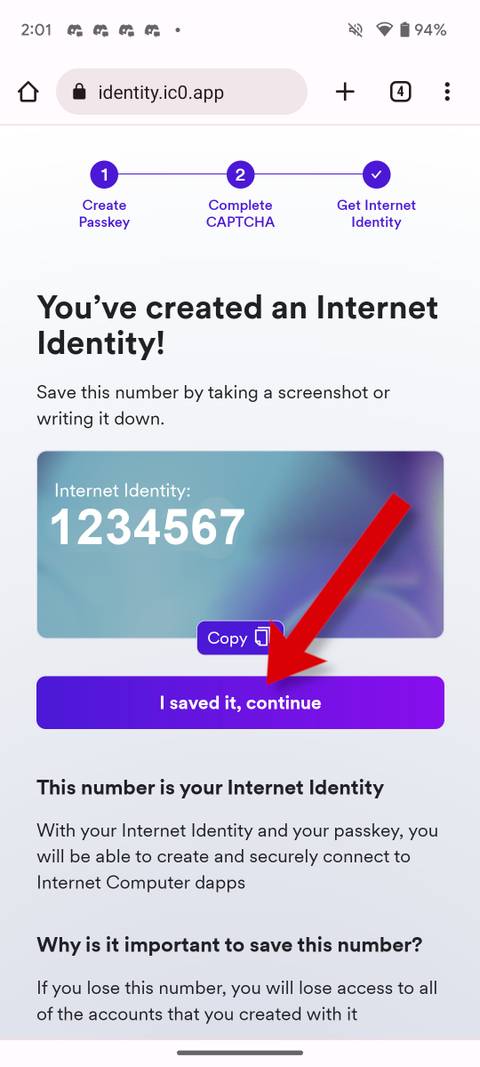 How to create an Internet Identity
