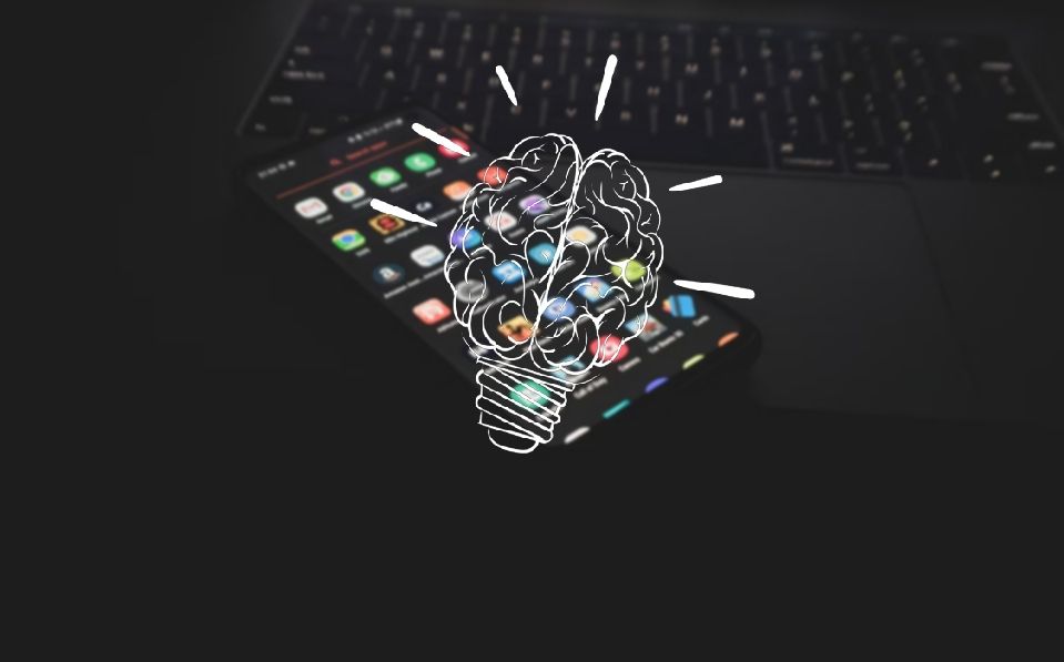 Android phone behind brain logo hero image