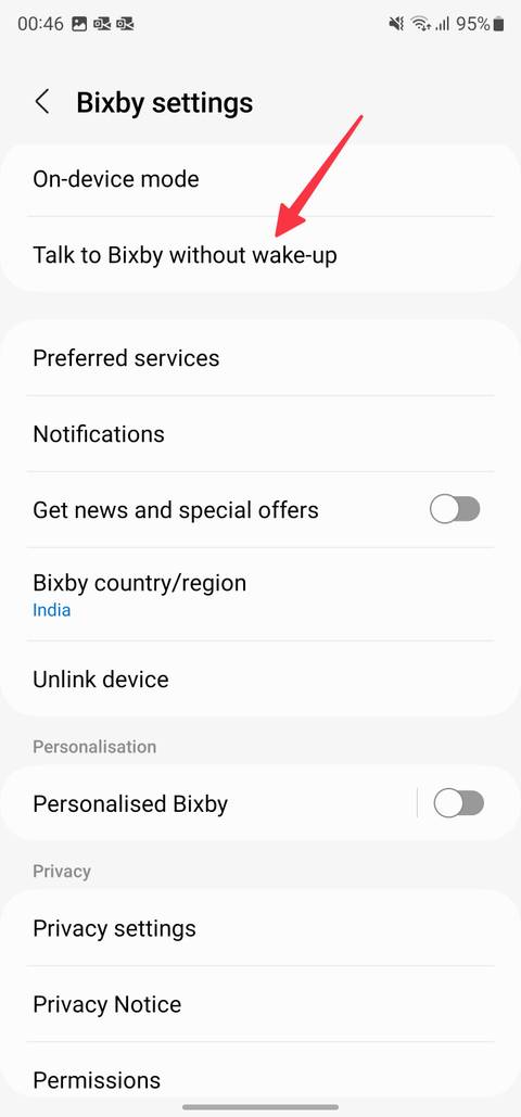Talk to bixby without wake up