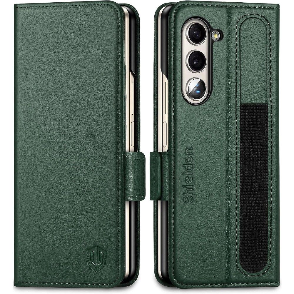 Textured Leather Strap Magnetic Fold Mirror Case For Samsung Galaxy Z –  customizecase