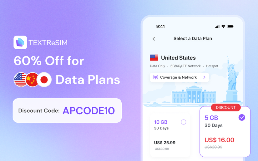 Get a data plan from Textr eSIM with no ID registration