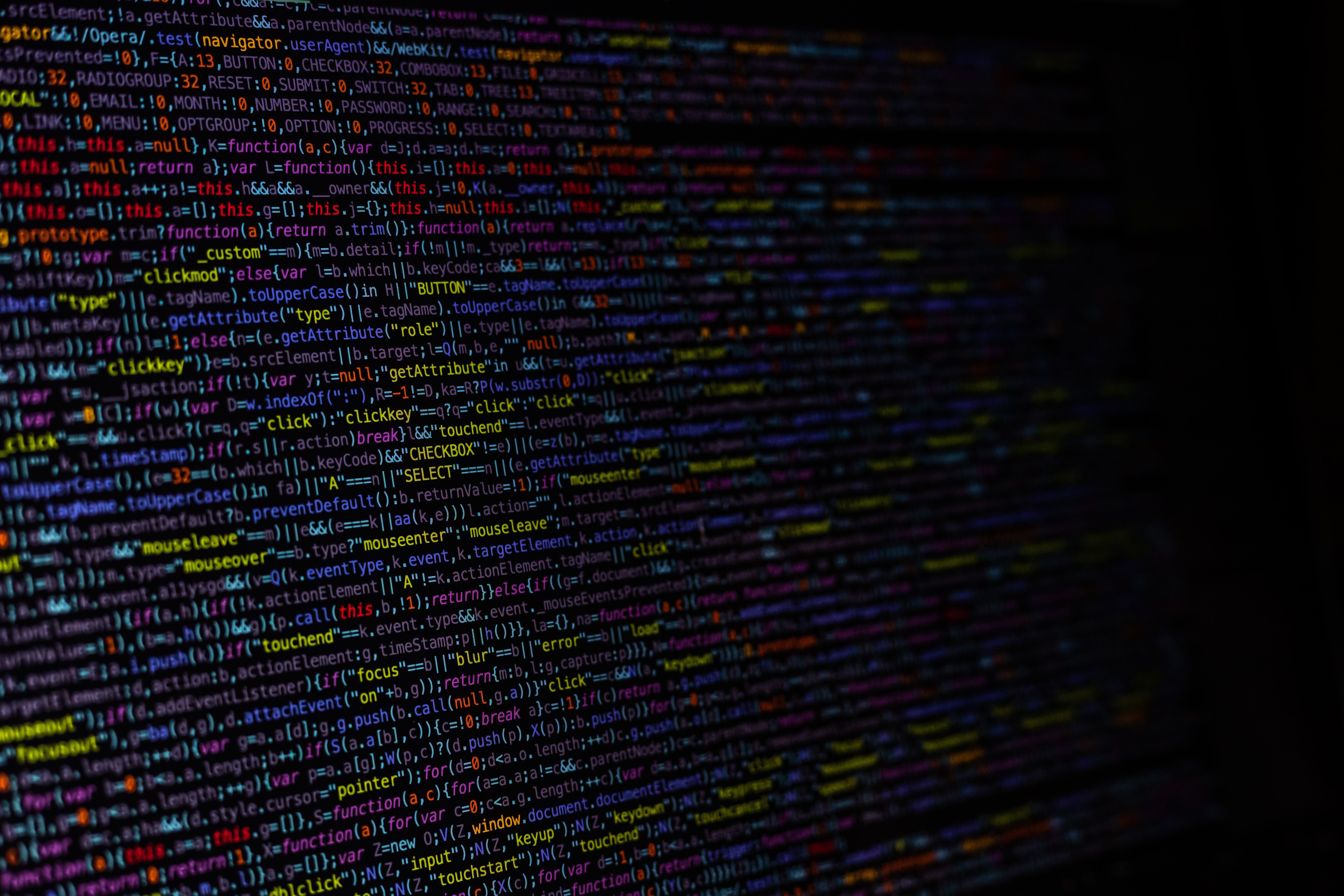 Code showing on screen close up