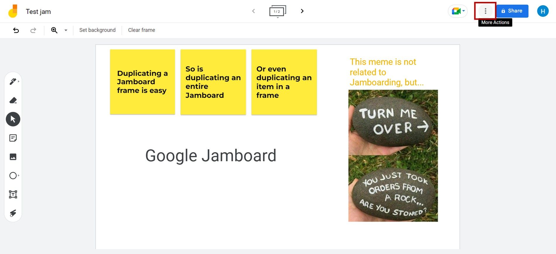 How to duplicate Google Jamboard slides