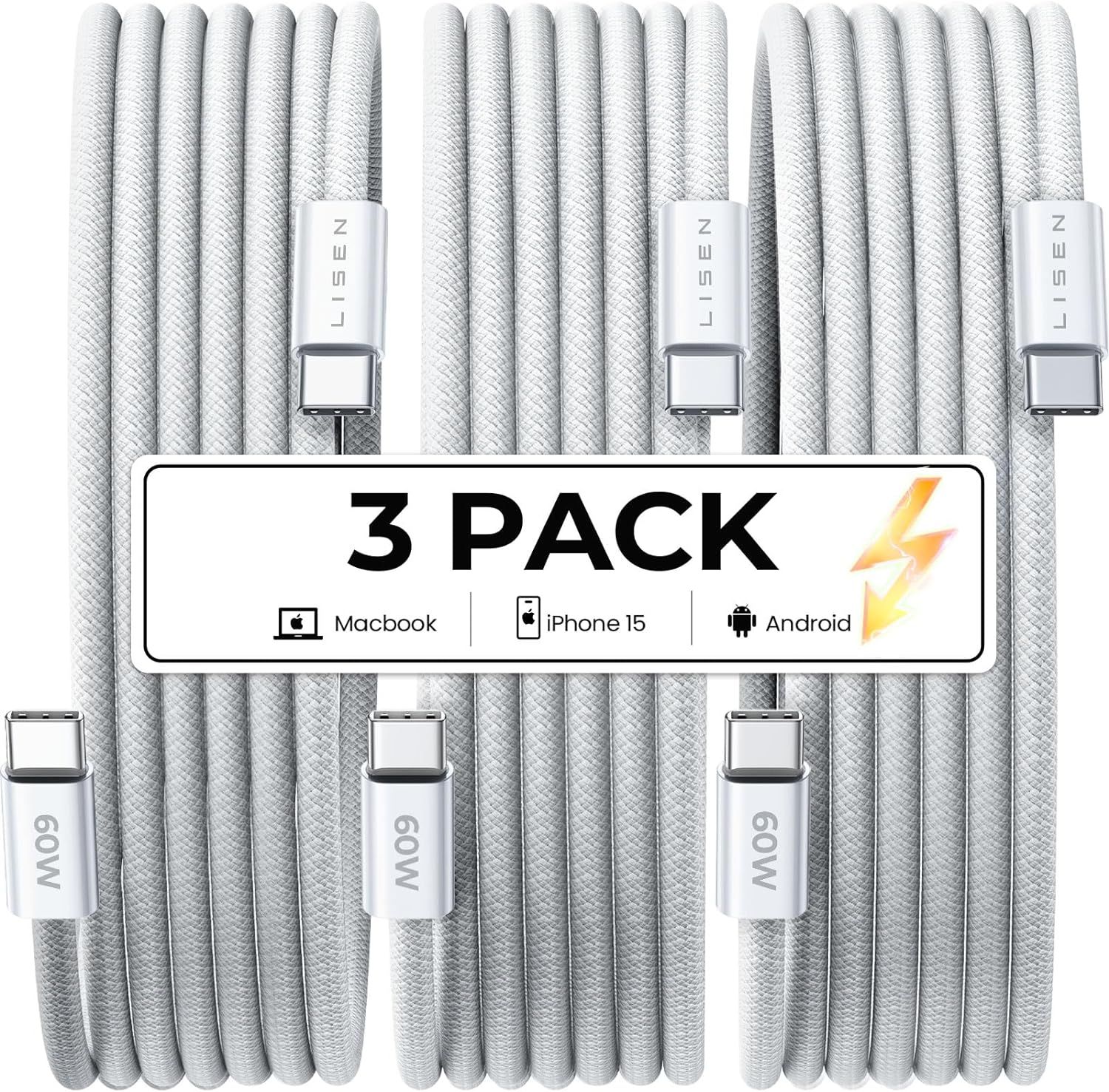 Fast-charge multiple devices for dirt cheap with this 3-pack of USB-C cables  for only $7