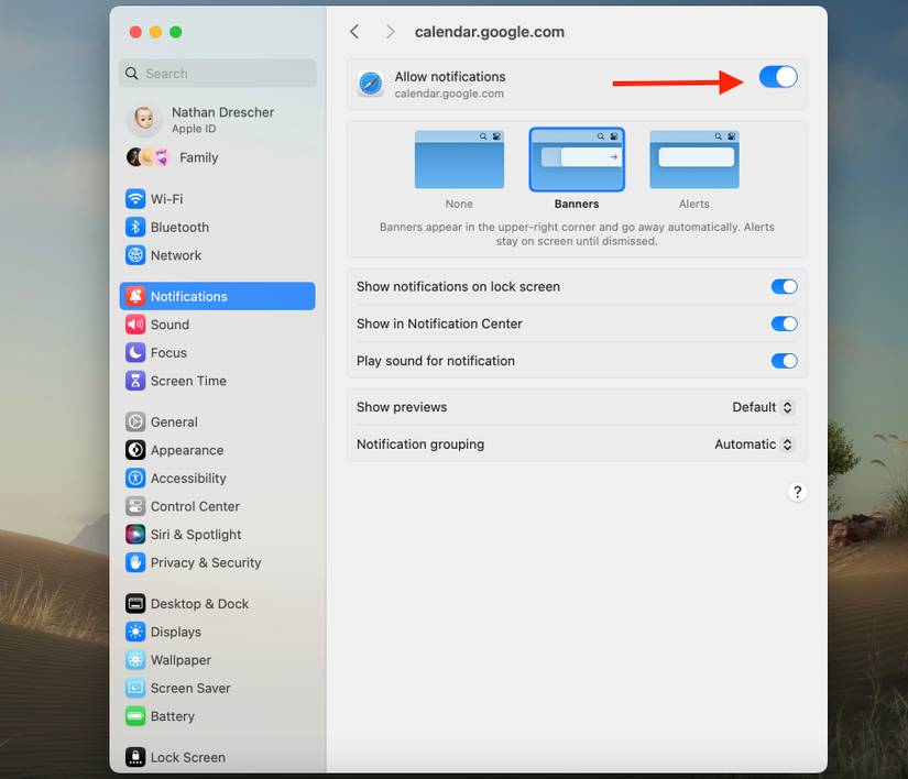 How to turn on Gmail desktop notifications