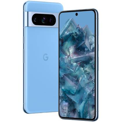 Google Pixel 8 Pro na baía, vistas frontal e traseira