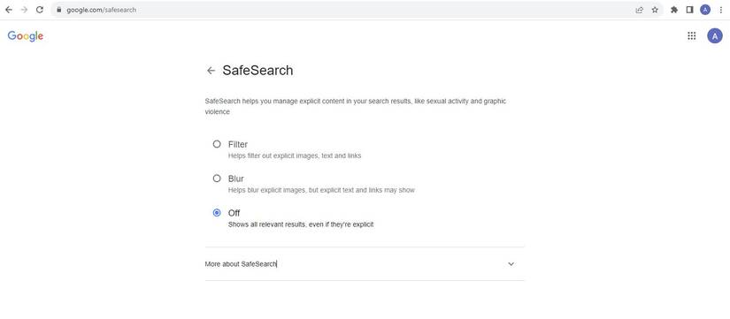 How to turn off Google SafeSearch and other search filters 1 Google SafeSearch menu showing three radio options