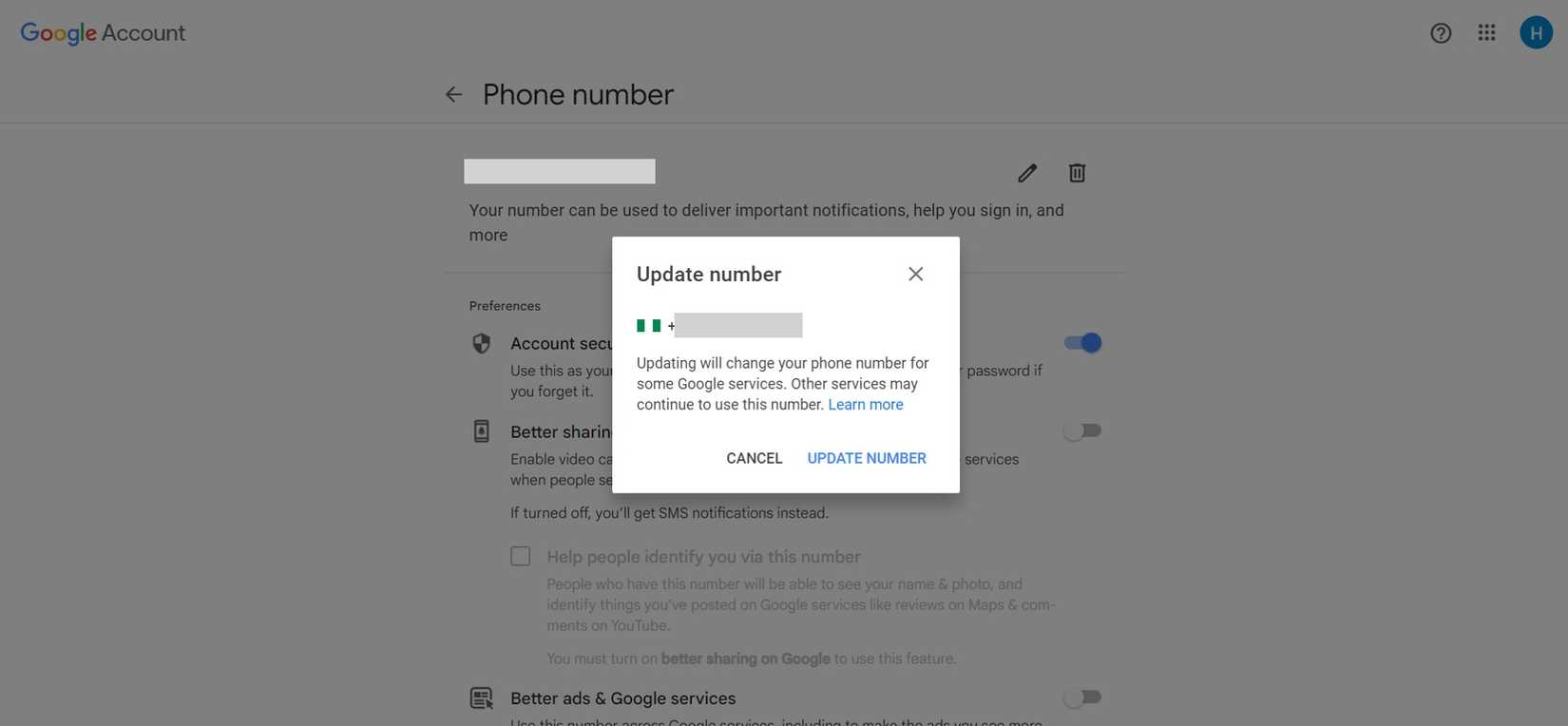 How to change the phone number on your Google account