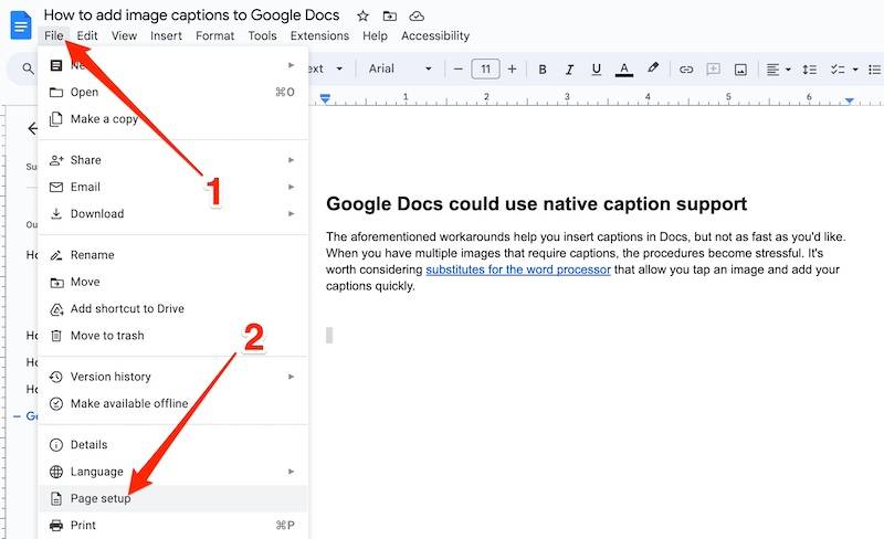 How to add captions to images in Google Docs