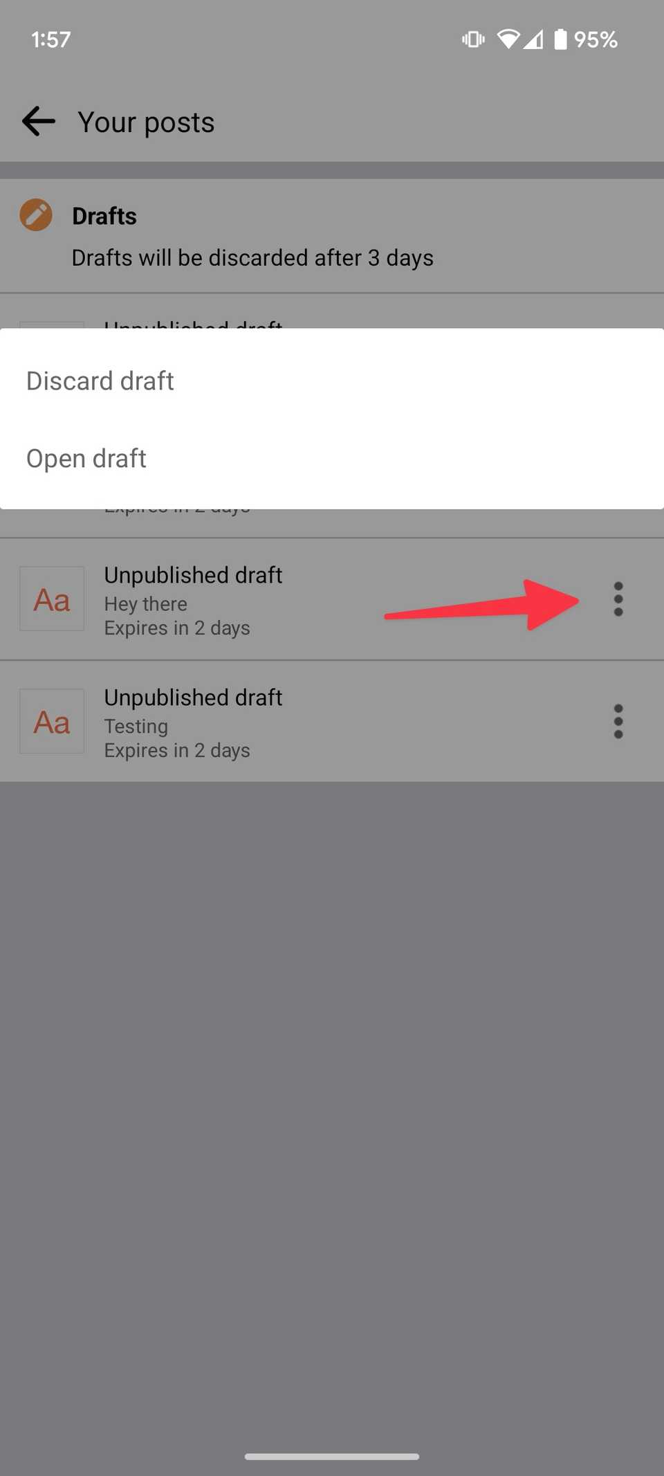 Facebook: How to find your post drafts
