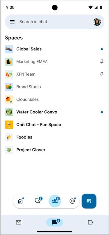 Google Chat picks up a fresh look with a streamlined bottom navigation bar