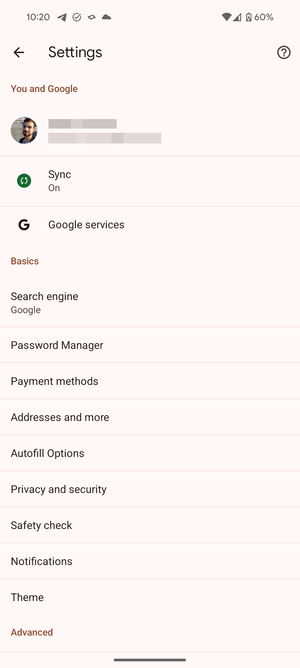 google chrome autofill options
