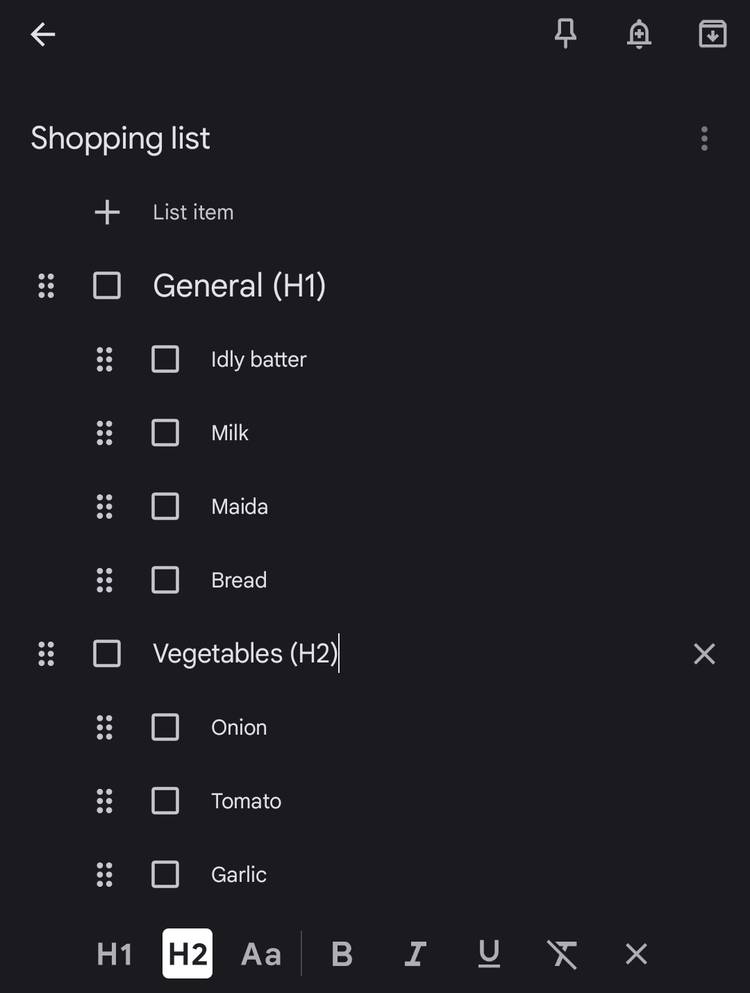 Google Keep's new text formatting is a nightmare for lists