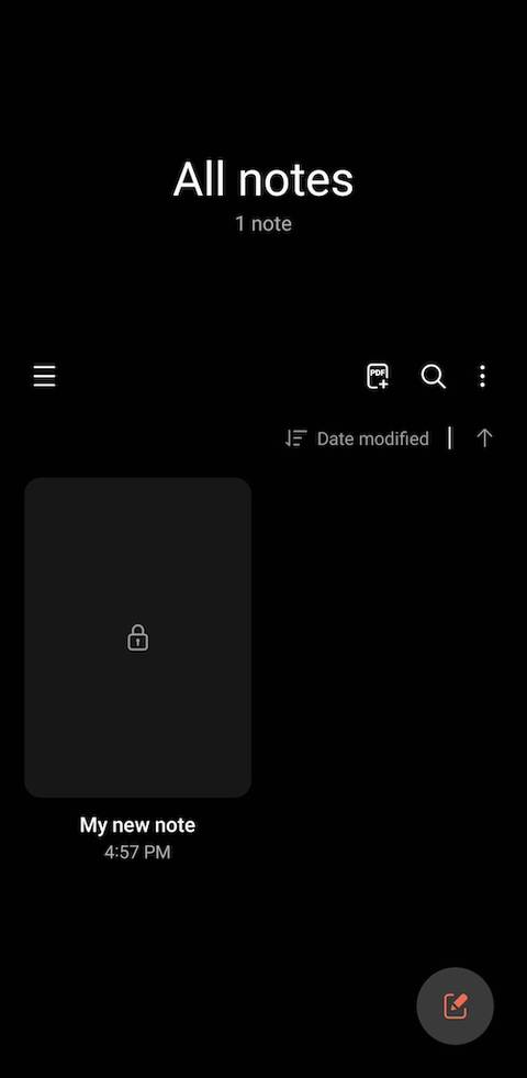 Nota bloccata nell'app Samsung Notes