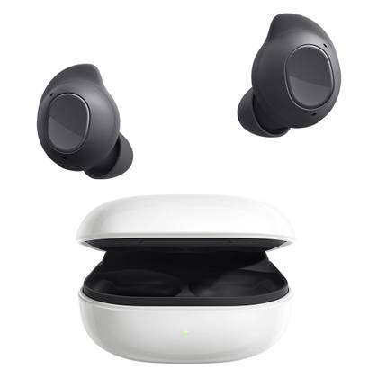 Samsung Galaxy Buds FE, showing case with buds floating above