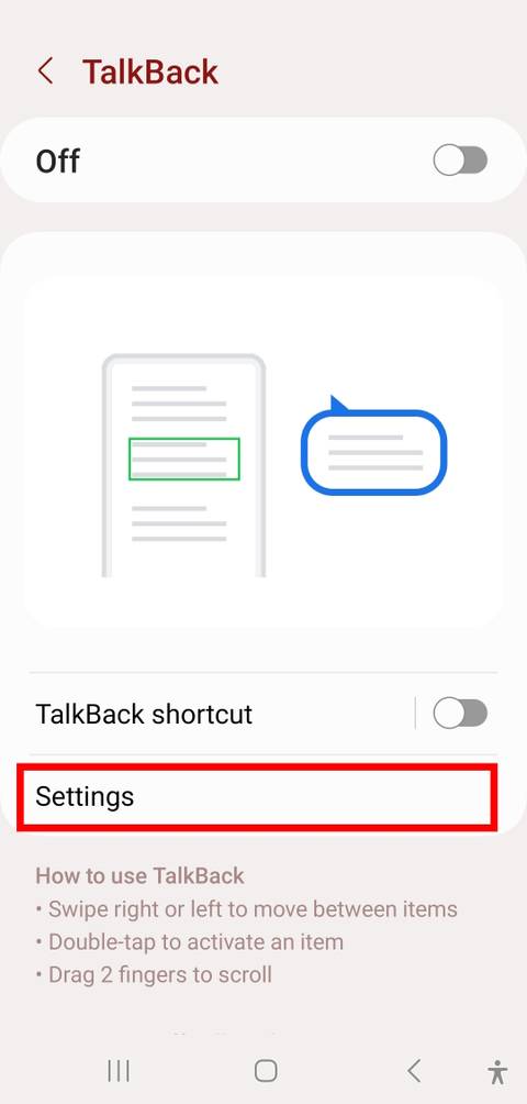 Talkback Button How to use Samsung's TalkBack feature