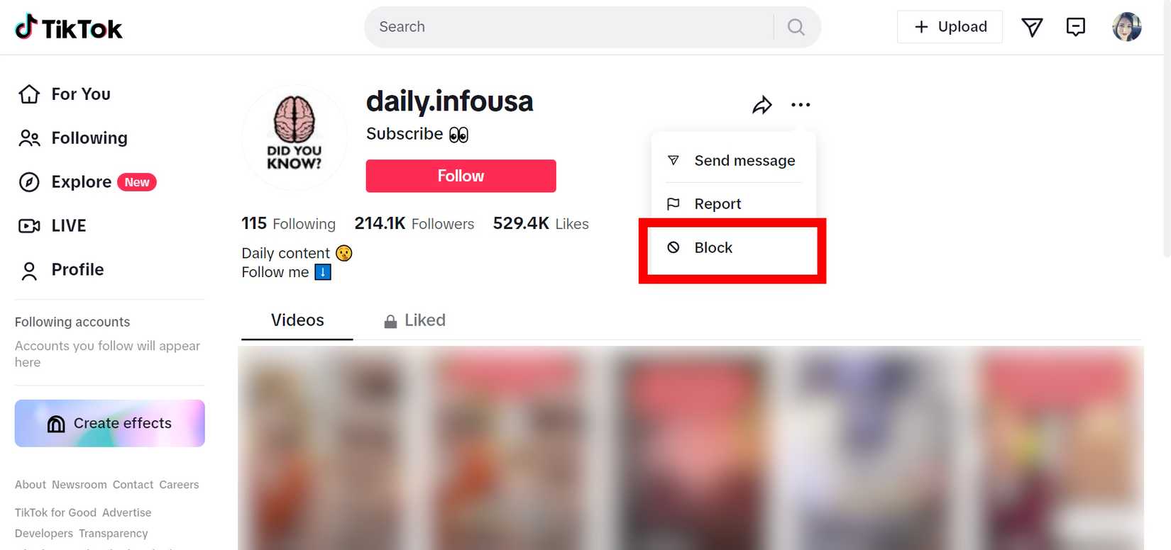 TikTok: How to block a user