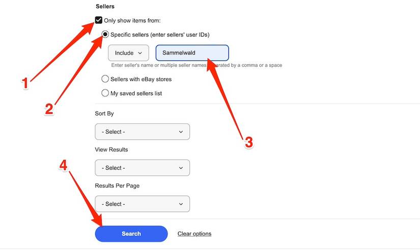 How to find a seller on eBay