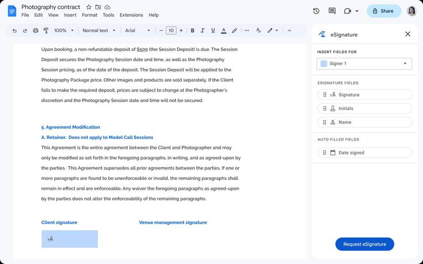 Google Sample Sign Document signing is getting a lot easier for Google Workspace customers