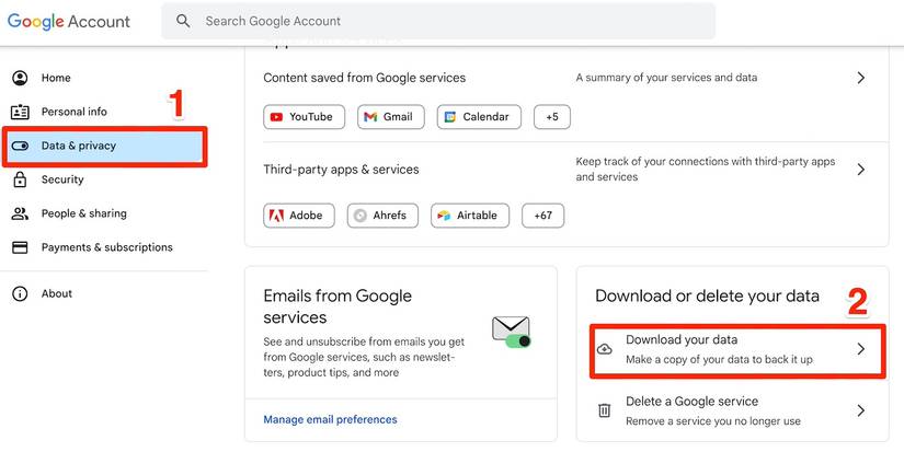 How to back up your Google account data