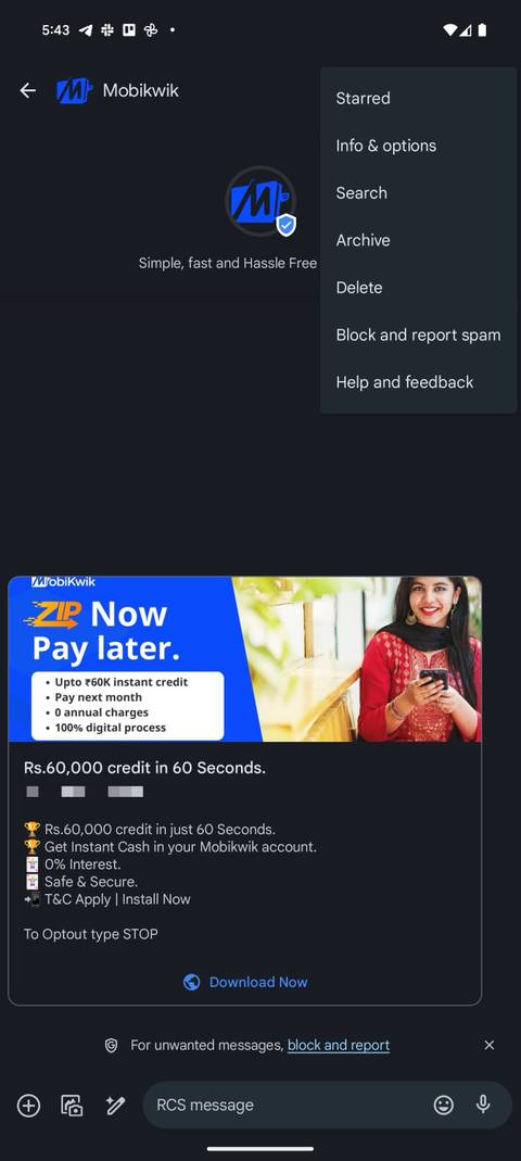 How to quickly block spam texts from email addresses