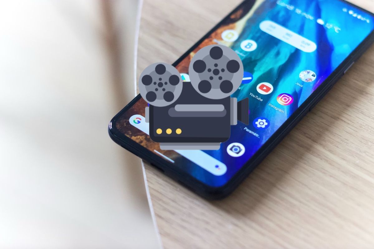 Icona della videocamera sovrapposta sul telefono Android