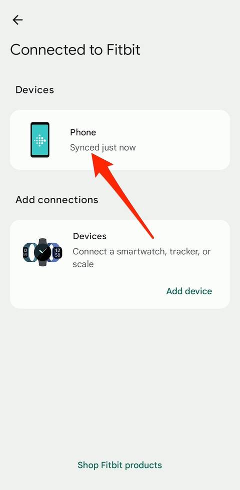Fitbit app syncing status screen with Bluetooth connection icon