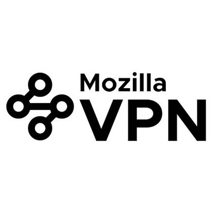 Black Mozilla VPN logo and product name against a white background