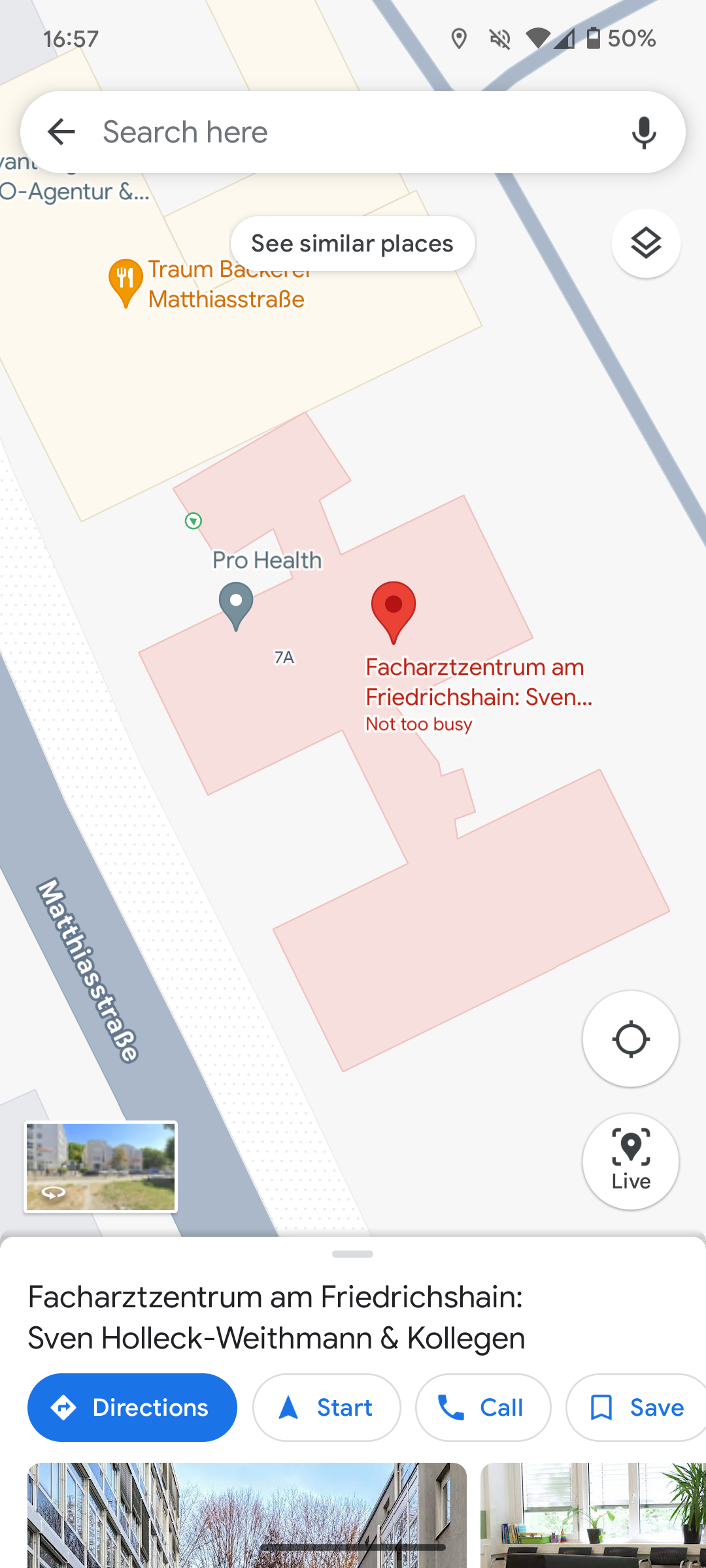 Google Maps tests showing building entrances