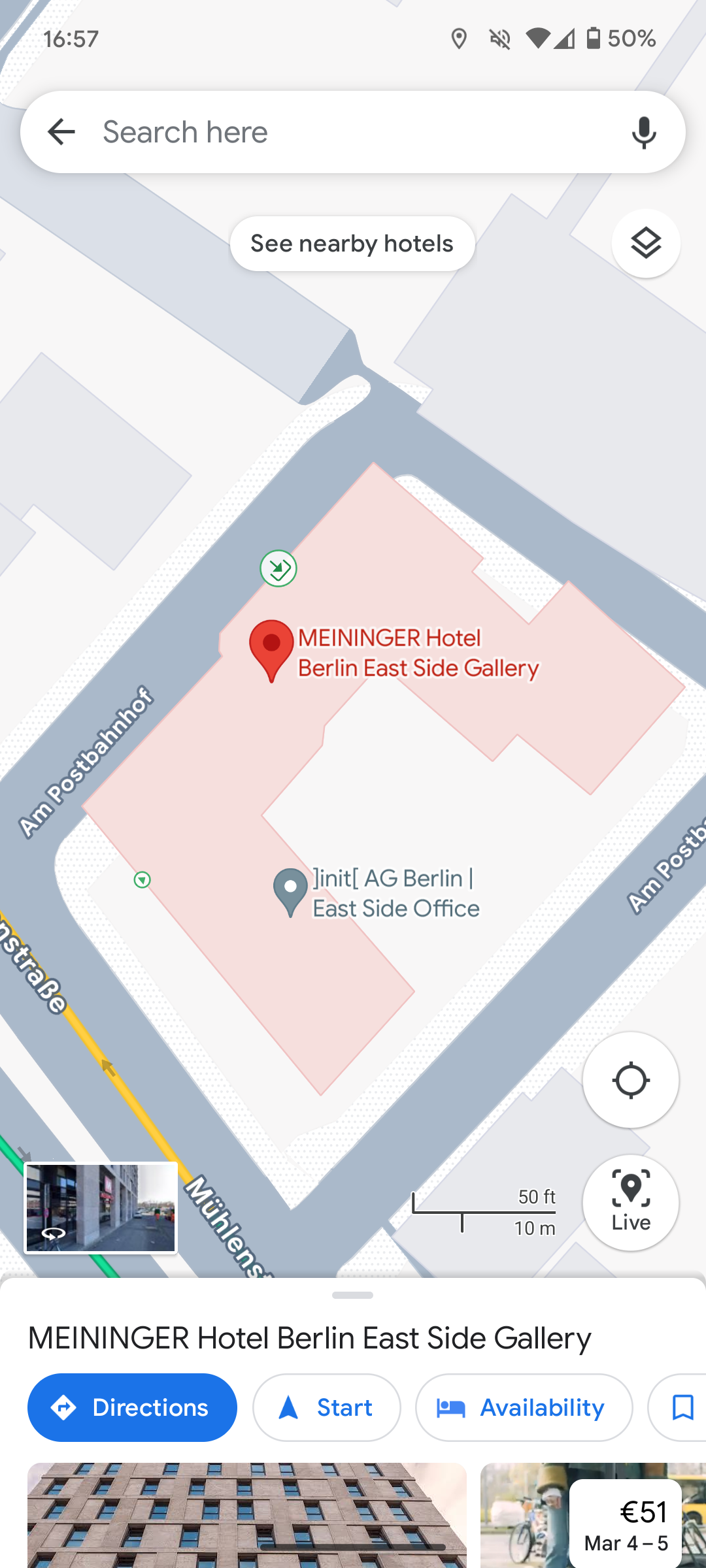 Google Maps tests showing building entrances